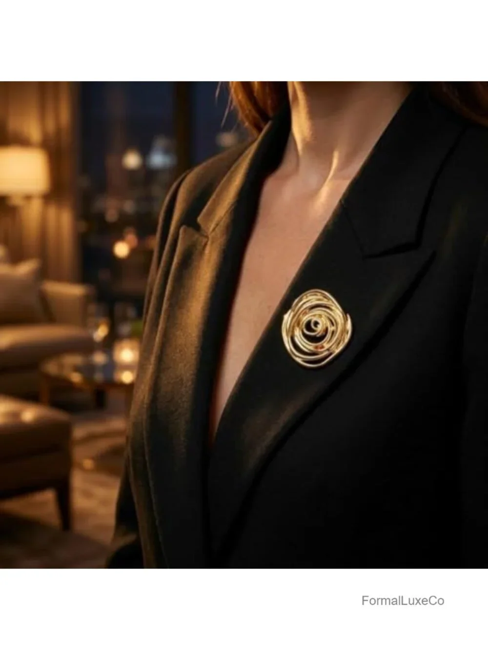 Minimalist Gold Spiral Brooch Pin for Women, Durable Alloy Lapel Pin
